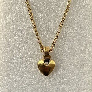 New PUFFY HEART Pendant Necklace Gold Tone ❤️
